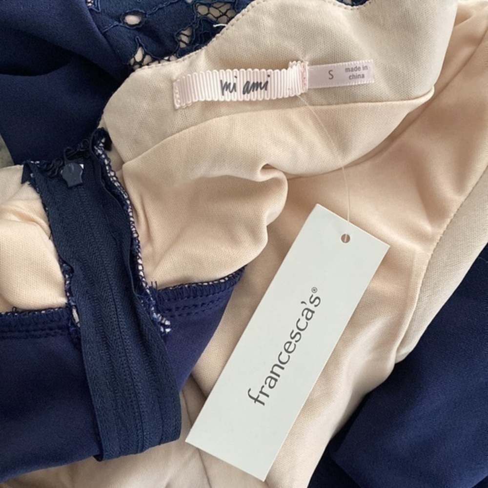 NWT Francesca’s Mi Amor Jean navy lace jumpsuit - Picture 11 of 11